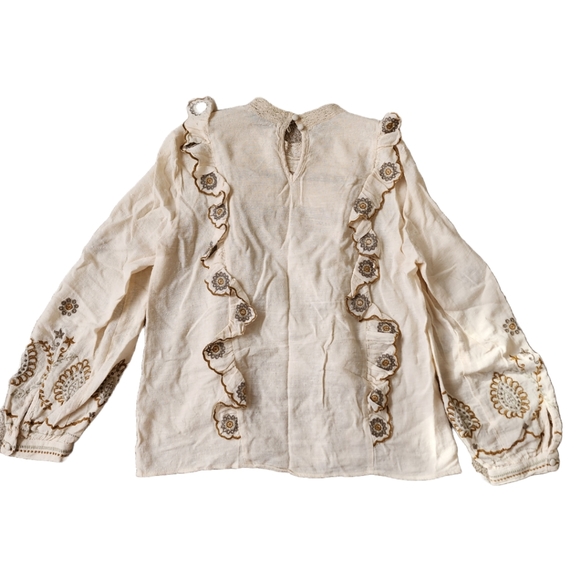 Zara Premium Collection Ruffled Lace Blouse Size Small - Picture 2 of 12